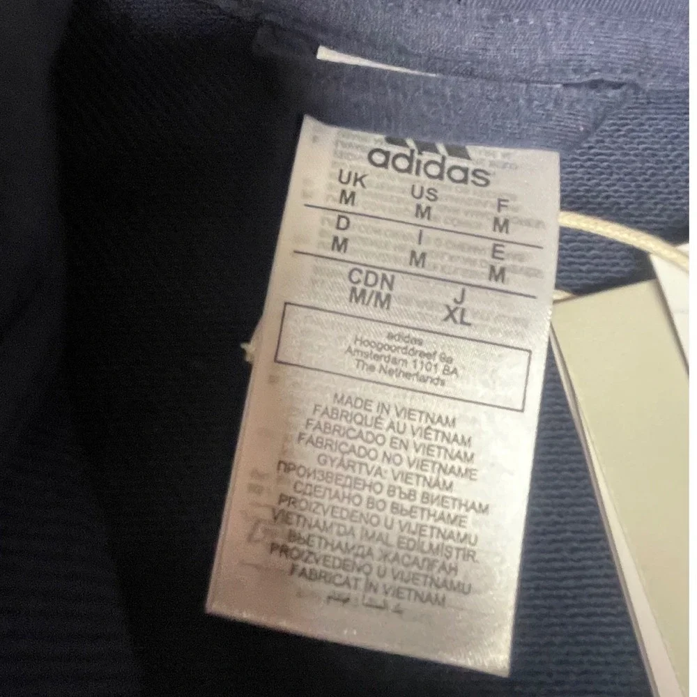 Adidas Embroidered Madrid Real DNA Full Zip Navy Hooded Sweatshirt Men's Medium